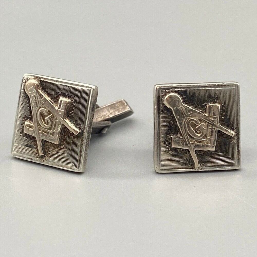 Vintage Sterling 10k Free Mason Cuff Links Mexico Masonic 14grams freemason nb